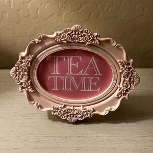 Target Bullseye Tea Time Pink Shabby Chic Frame Oval Framed Art NWT